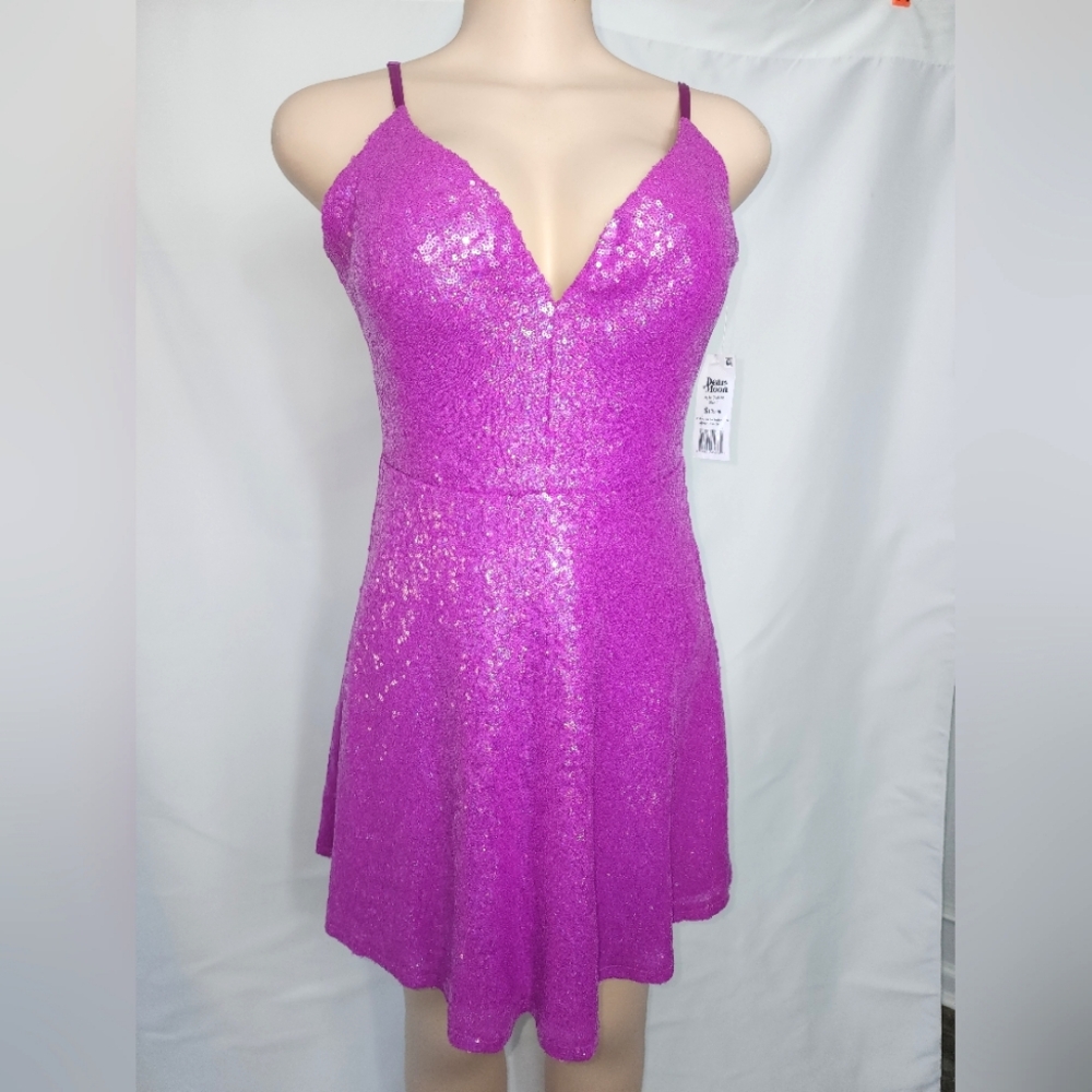 Dear Moon Sequins Ruched A-Line Dress